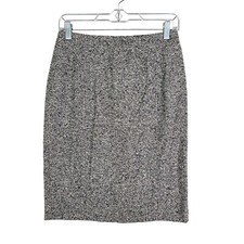 Womens Ann Taylor Petite Wool Blend Tweed Pencil Skirt Black/White Lined Size 6