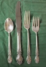 Brocade by International Silver 4 Piece Place Size Setting "S" Monogram ~153g