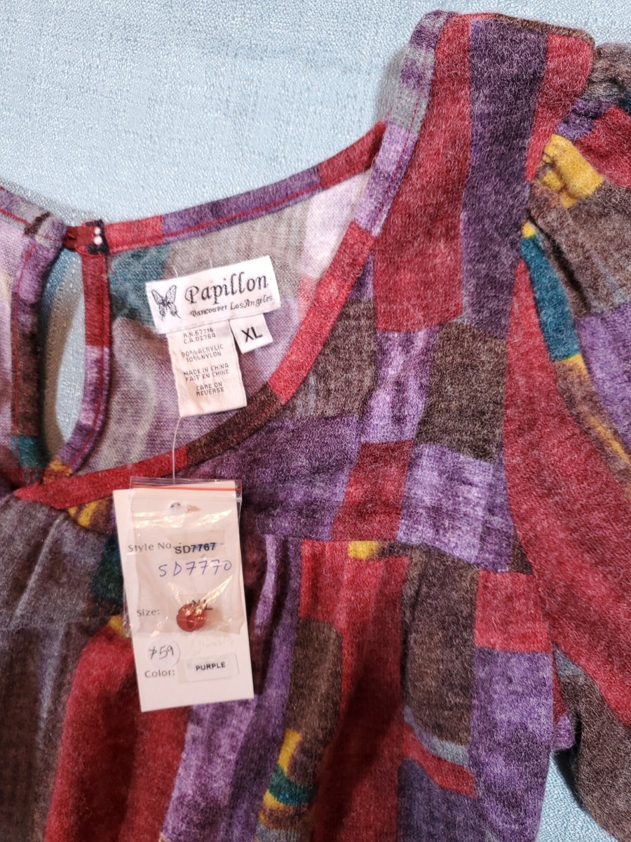 NWT Papillion Short SleeveV Neck Front & Back Dress sz XL Thick Wool-Feel View 4