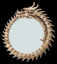 Specchio Da Parete - Scheletro Drago Ouroboros - Decoro Gotico Arredamento