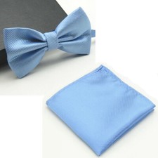 Men Pre-tied Plaid Bow tie Handkerchief Pocket Square Wedding Party Bow Tie Set
