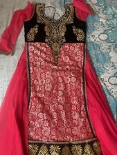 Indian Kurti for Womens With Pant Dupatta Anarkali.party Wedding Wear Red Net