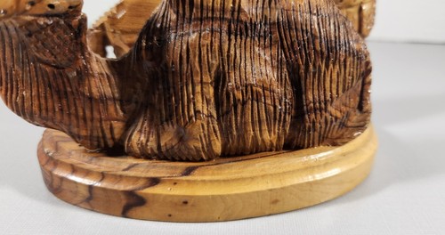 CARVED OLIVE WOOD LETTER HOLDER DESK ORGANIZER CAMEL - Picture 9 of 12
