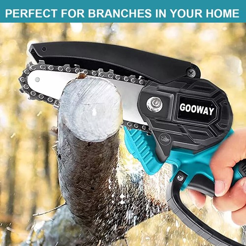 2 Battery 4000W Mini Chainsaw Cordless 6'' Electric One-Hand Saw Wood Cutter UK - Picture 2 of 9