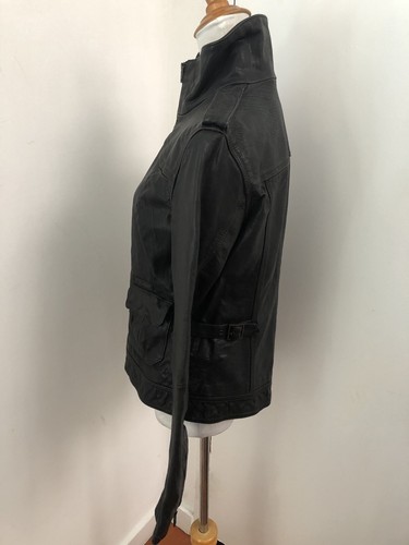 Superdry Blake Skinny Darkest Brown Leather Zipper Biker Jacket Coat S NWT - Picture 7 of 9