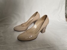 Casadei Nude Pink Round Toe Lacquer Patent Leathe Decolette Court Shoe 36