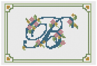 Cross Stitch Sampler Kit or Pattern - Florashell - Alphabet Letter B