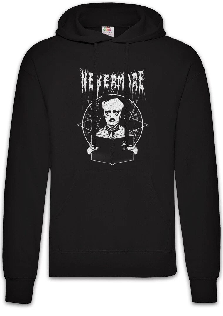Nevermore Hoodie Pullover Edgar Allan Allen Symbol Poe Raven Horror Autor