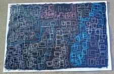 Original 24 by 36 inch Hand drawn Almost Tangled Lines Painting signed by Peter