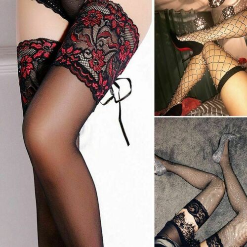 Calze da donna in nylon a rete con calze a rete sexy trasparenti lucide... - Foto 1 di 17