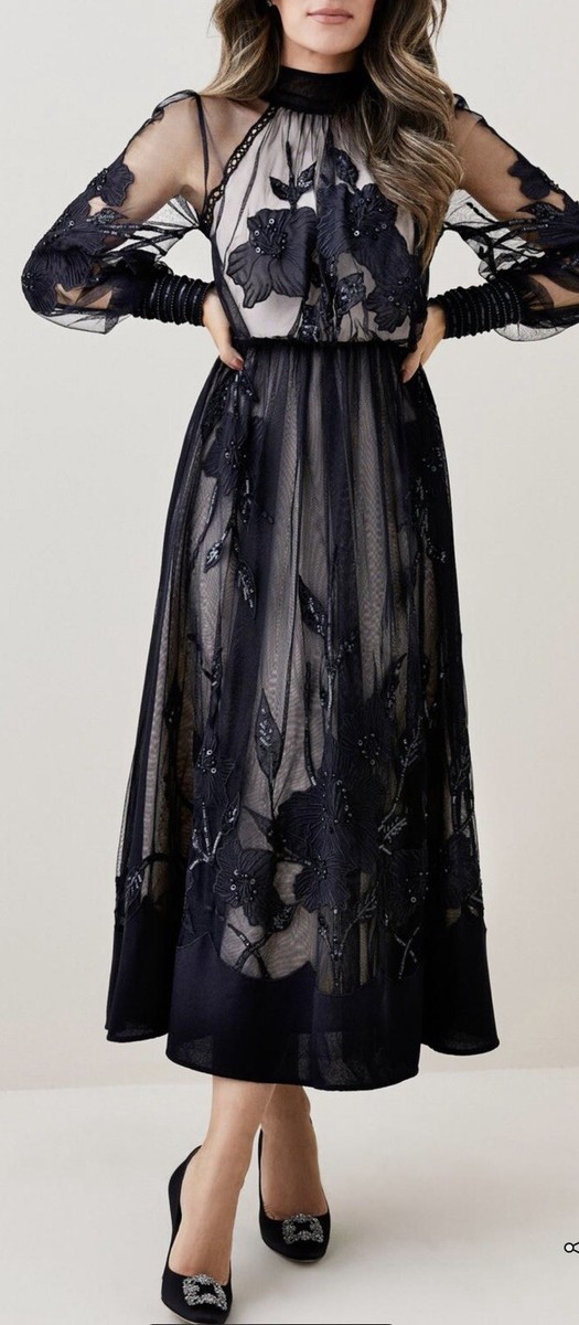 Lydia Millen Karen Millen Dresses Mother Of The Bride Navy Lydia Millen  Premium Linen Tailored Belted