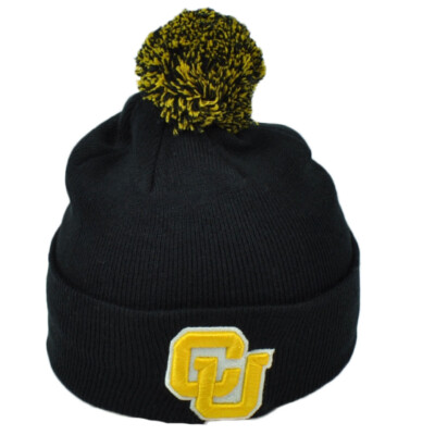 NCAA Zephyr Colorado Buffaloes Pom Pom Cuffed Black Knit Beanie Toque Hat Winter