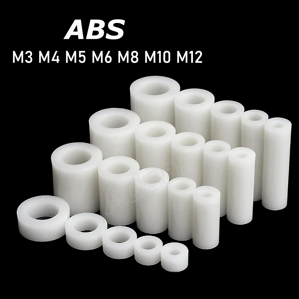 M3M12 Nylon Spacers Standoff White ABS Plastic Washer Round Bushing Sleeve Shim eBay