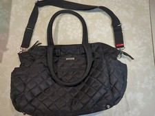 STORKSAK  Bobby  Black Quilted Diaper Tote Bag, Changing Pad, Excellent 