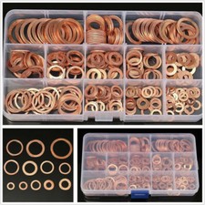 280pcs Assorted Solid Copper Crush Washers Seal Flat Ring Hydraulic Fittings Set