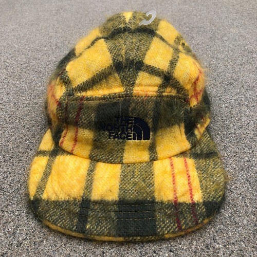 THE NORTH FACE Wool Blend Reversible Fuzzy 5 Panel Hat Men's Yellow Plaid NEW - Picture 2 of 9