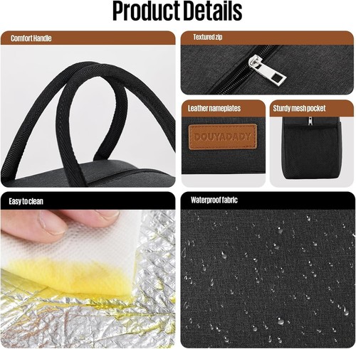 Insulated Lunch Bag Adult Lunch Box for Work School Men Women Kids Leakproof - Picture 5 of 9
