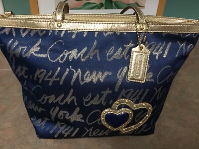 バッグ navy co Coach Navy Blue NEW YORK Tote Purse F17097 (EL) | eBay