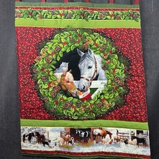 VTG Barn Animal Farmhouse Christmas Wall Hanging Quilt Holiday Farm Horse Sheep