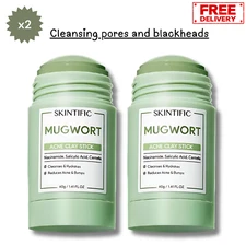 2x SKINTIFIC Mugwort Acne Clay Mask (40g) Anti Pores & Helps to reduces redness