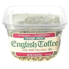 TRADER JOE'S ENGLISH TOFFEE WITH MILK CHOCOLATE, NET 8 OZ "KOSHER"