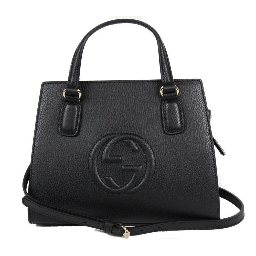Gucci Soho Leather Tote Crossbody Bag Black 607722 for sale