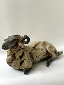 Canadian Studio Ceramic Artist Mary Philpott Verdant Tile Reclining Sheep