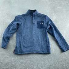 Woolrich Mens Blue Pullover Sweater With Snap Collar Pocket Size M 100 5836