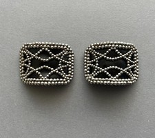 Pair of antique cut steel and shoe buckles, Edwardian, French, 2" x 1.6"