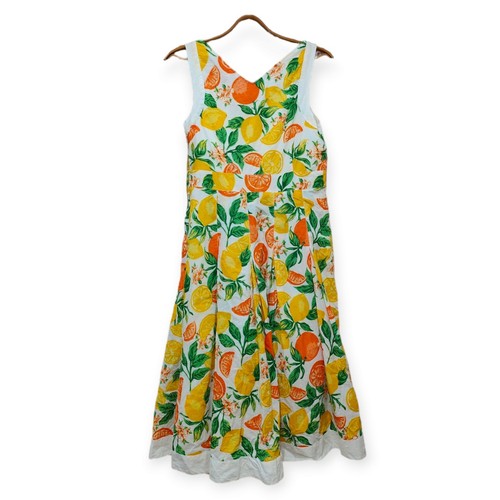 Joe Browns Oranges & Lemons Sleeveless Midi Dress - 100% Cotton - UK Size 12 - Picture 2 of 5