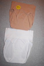 Womens Shapewear 2 LOT HI-TOP BRIEFS Tummy Control BEIGE WHITE Panties S M L XL