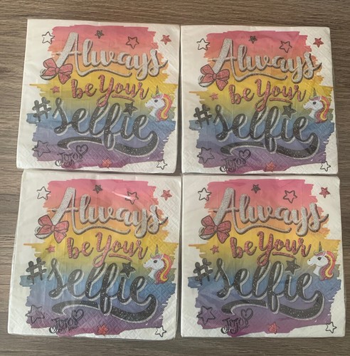 4 Packs JoJo Siwa Unicorn Always Be Your Selfie 16ct Party Napkins New - Picture 7 of 8