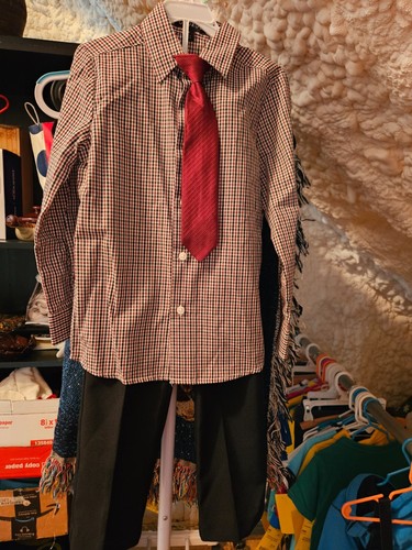 George brand size 5 pants, button down shirt with tie, and vest (charcoal) - Picture 3 of 4