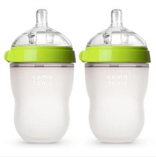 Comotomo Baby Bottle Set 8 Oz 2 Count Medium Flow Nipple Milk Feeder Feeding BPA