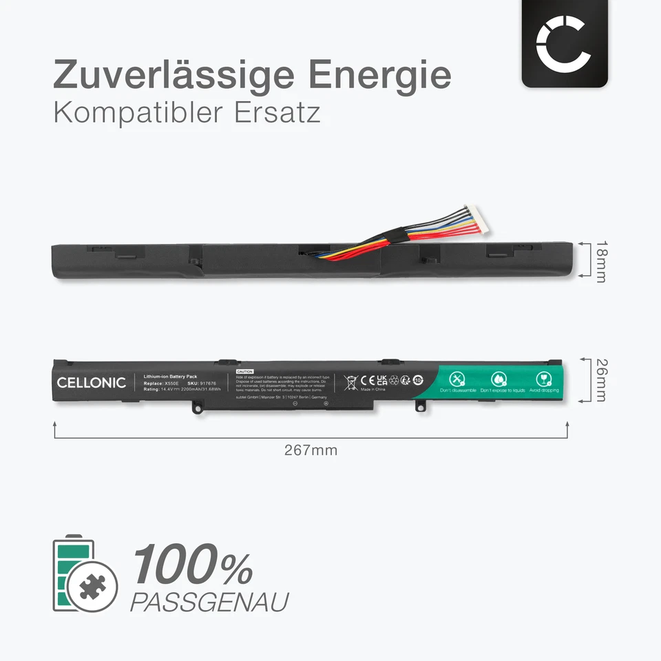 Ersatz-Akku für ASUS R752L, F751LK, F750J, R751L, X751LB, X750LN, X750J, R751J  - Bild 3 von 4
