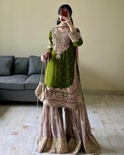 SALWAR KAMEEZ PAKISTANI INDIAN WEDDING PARTY WEAR DRESS BOLLYWOOD SUIT SHARARA