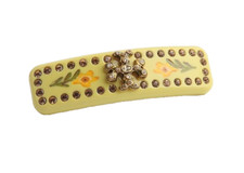 Auth Tory Burch Gold Yellow Embellished Roxanne Hair Barrette Accessory Rt: 148
