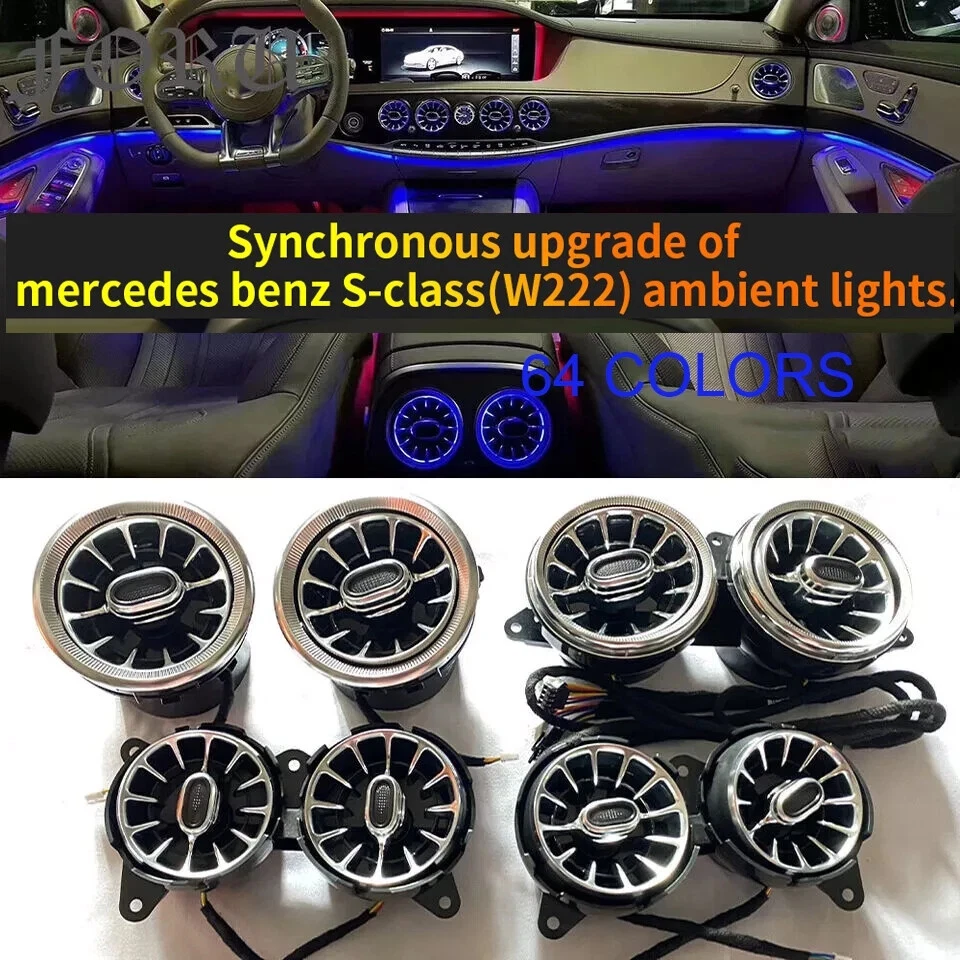 Luz LED ambiental de ventilación de aire de 8 piezas para Mercedes-Benz W222 Clase S S550 500 2018-2020 Foto 3 de 4