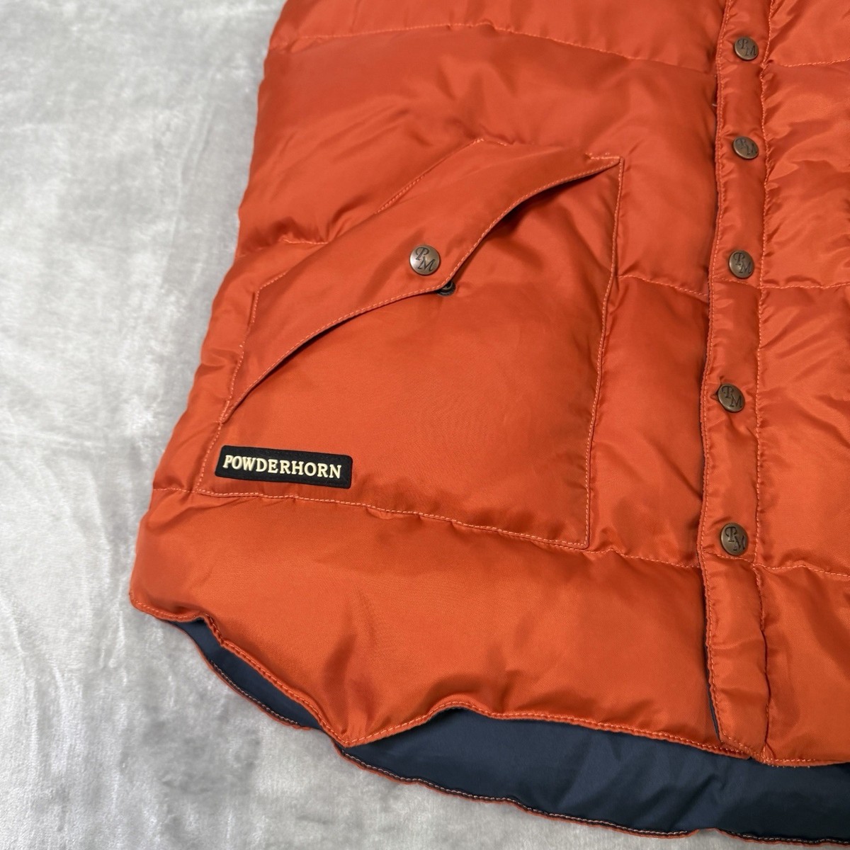 PowderHorn Mountaineering Down Puffer Vest Orange Brown Men's Medium View 4