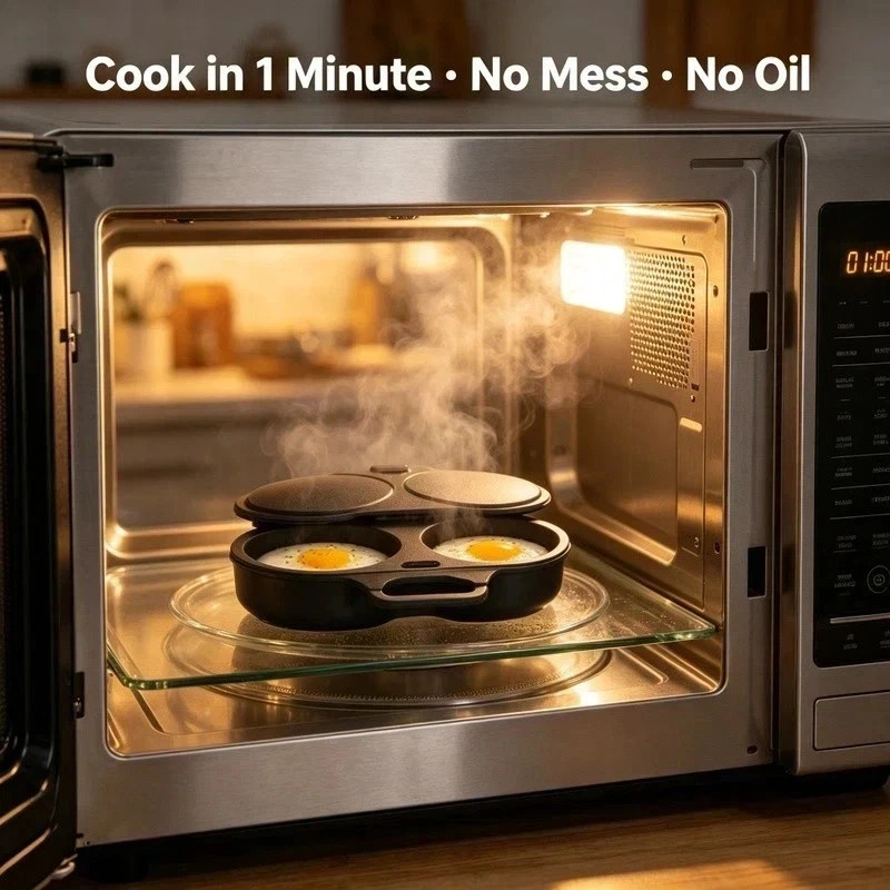 Product photo 5 of 7 — Microwave Egg Poacher Cooker 2 Eggs Steamer Breakfast Kitchen Omelette Maker