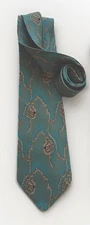 Vtg GIORGIO ARMANI Silk Tie 3½ Wide Aqua Blue w/Abstract Pattern Italy VG Cond
