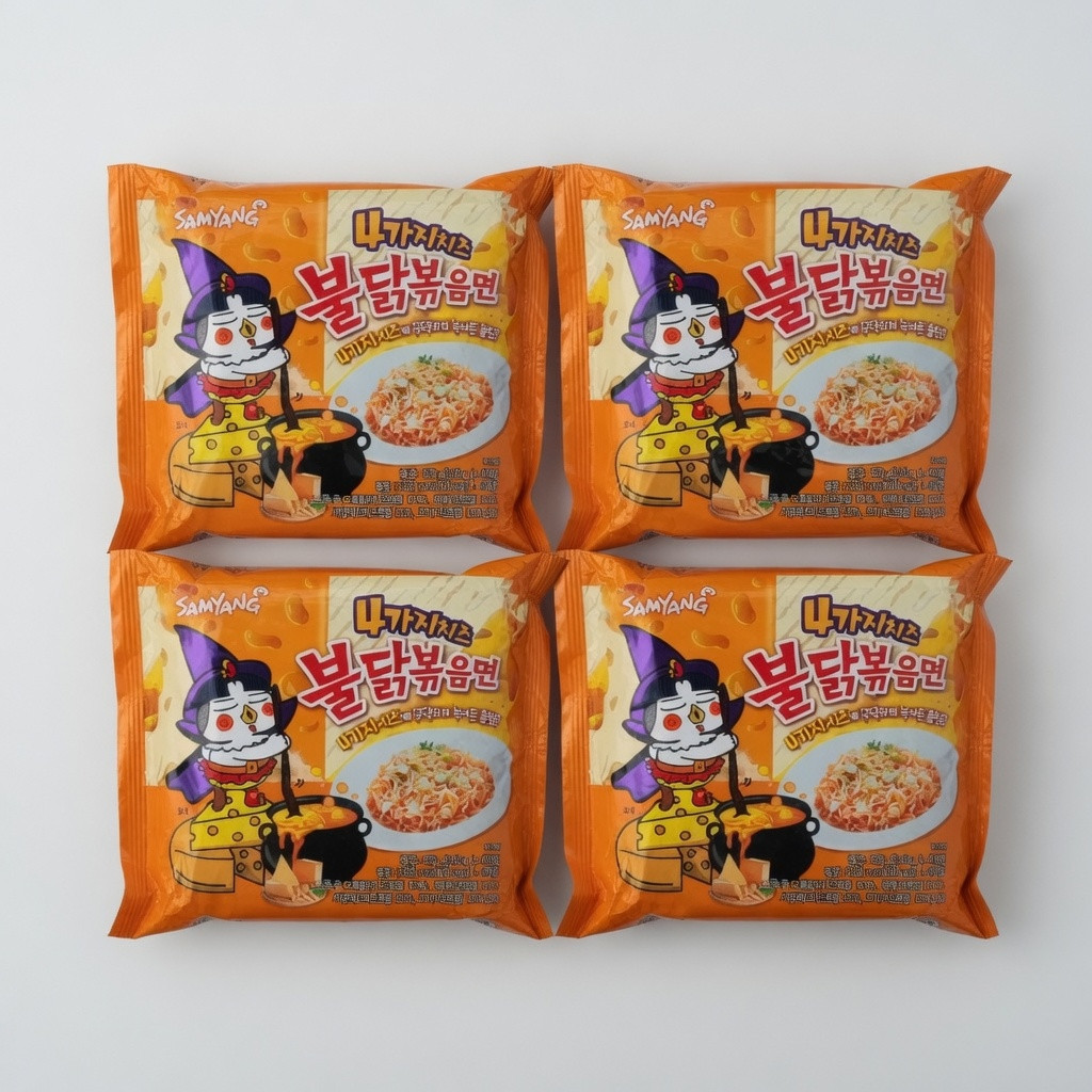 Samyang Buldak 4 quesos ramen picante 145 g x paquete de 4 fideos de pollo calientes comida coreana