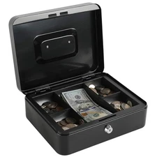 Sturdy Locking Cash Box with Removable Tray – Safe & Stylish Storage, Black