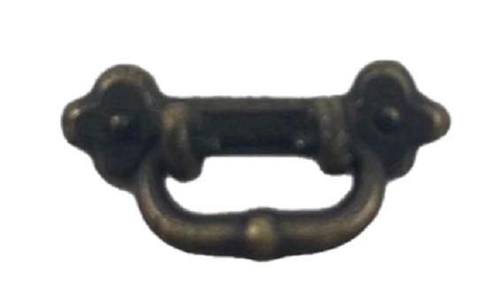 Dolls House Antique Brass Oval Drop Handle Drawer Pull Miniature 1:12 Scale