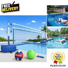 LED Pool Volleyball Net Set - Adjustable 15-32FT & 3.3-3.9FT Height for Fun