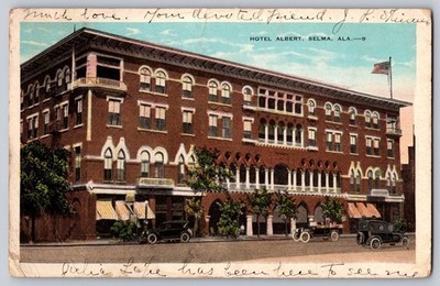 Selma AL Alabama Hotel Albert 1920 White Border Postcard Used No Stamp