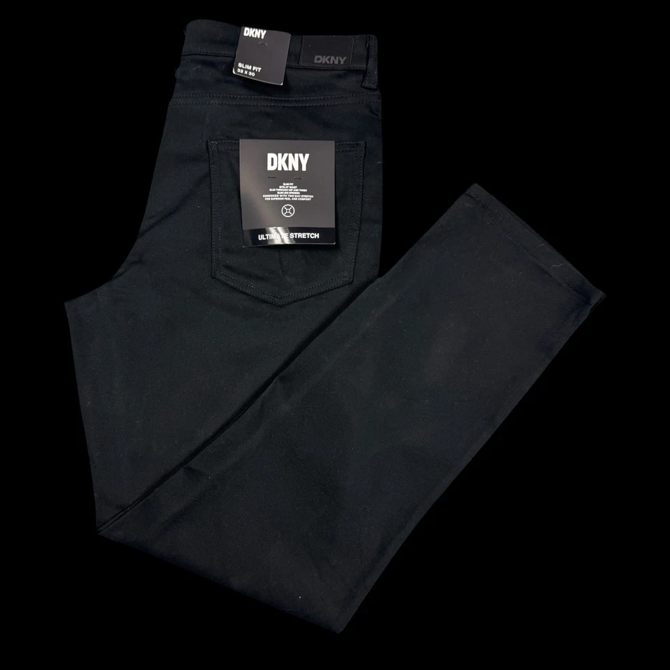 Pantalones DKNY Para Hombres Talla 32x30 Stanton Calce Ajustado Ultimate Stretch Negros 5 Bolsillos Foto 3 de 4