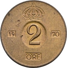 Schweden, Gustav VI. Adolf (1950-1973), 2 &Ouml;re, 1970