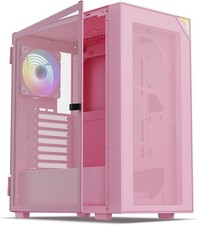AL800 Pink Full Tower PC Case - Tempered Glass, ARGB Fans, E-ATX Support