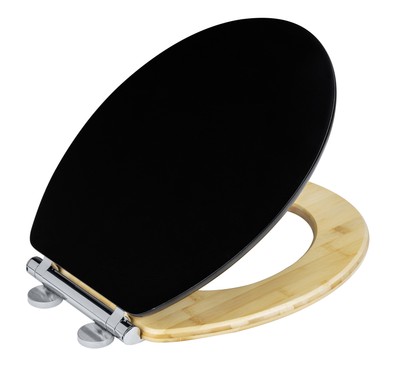 WENKO WC-Sitz Bambusa Black MDF Absenkautomatik Easy-Close Fix-Clip stabil